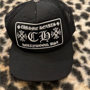 Chrome Hearts Black Cap with White Embroidery